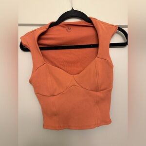 ALO Yoga Women's Terracotta Ribbed Sweetheart Neck Top